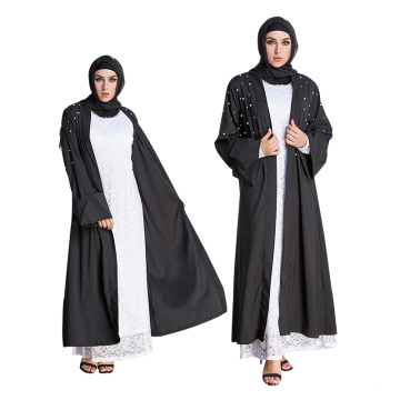 Vestido muçulmano dubai Abaya fantasia mulheres muçulmanas longo Vestuário Islâmico Árabe Meninas pérola vestido preto abaya